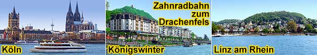 Rheinschifffahrt Linienfahrt zwischen Köln, Bonn, Königswinter und Linz